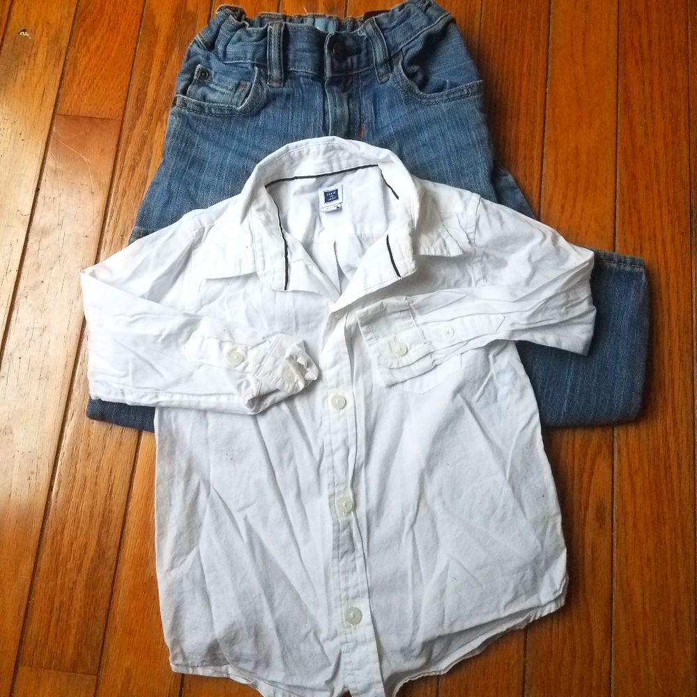 Janie and jack button down and gap jeans